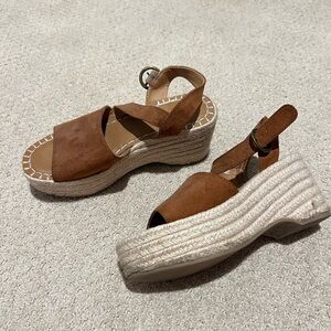 Suede espadrille wedge sandals